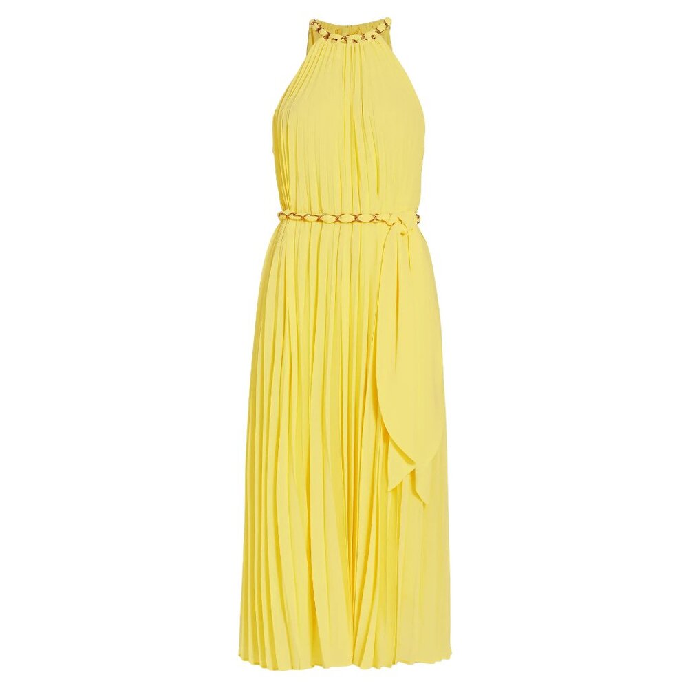 NEW Zimmermann Size 3 (US 8-10) Women's Sunray Pleated Dress - Lemon